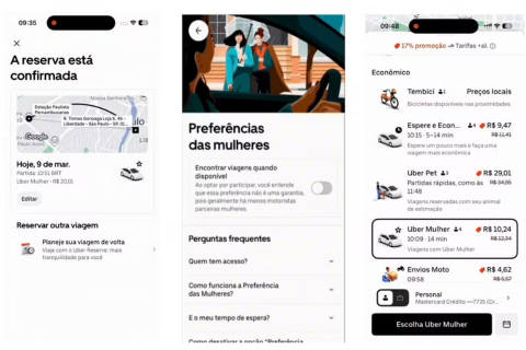 Uber libera opção para passageiras viajarem com motoristas mulheres em todo o Brasil